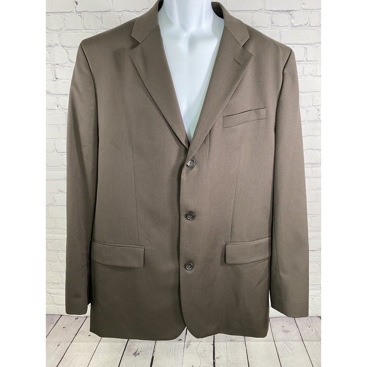 Banana Republic Solid Brown Wool 3 Button Blazer Jacket Sport Coat 46L