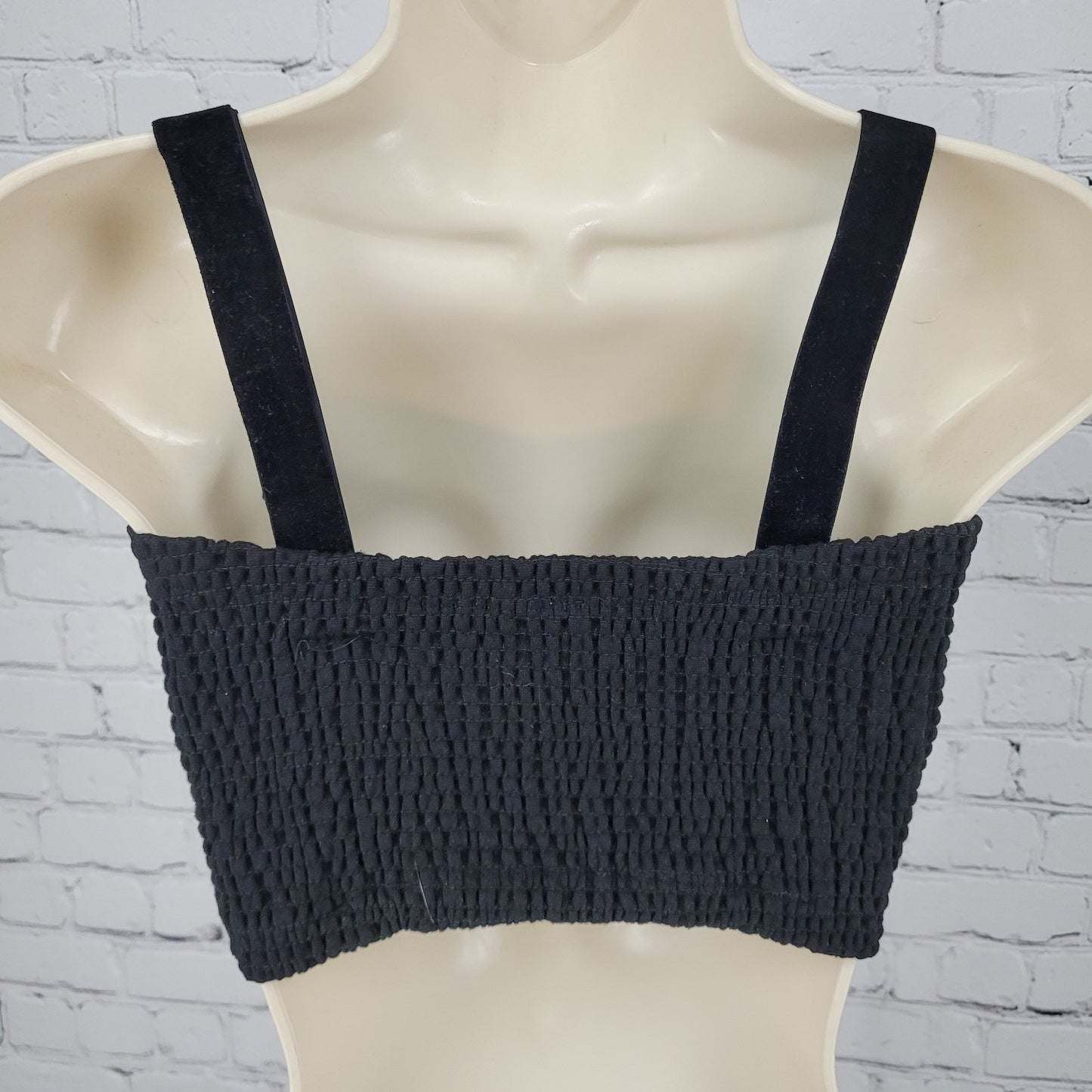 Intimately Free People Black Rhinestone Sequin Mesh Crop Top Bustier Size XS