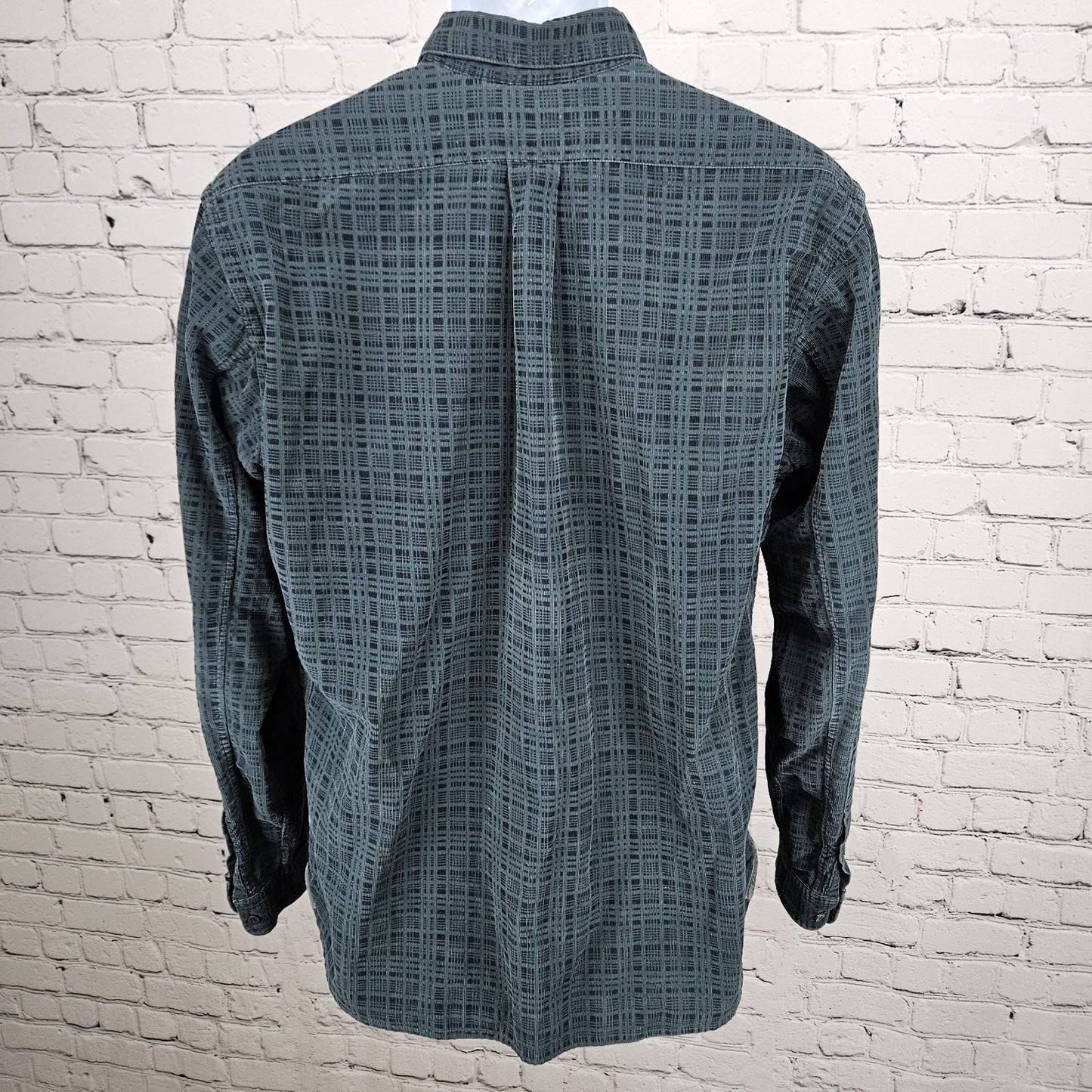 Baik Blue 100% Handmade Batik Button Down Collar Long Sleeve Shirt Large L