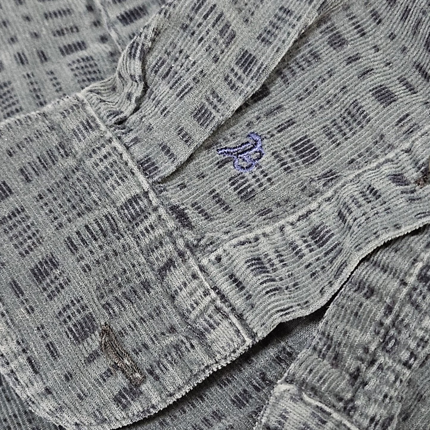 Baik Blue 100% Handmade Batik Button Down Collar Long Sleeve Shirt Large L