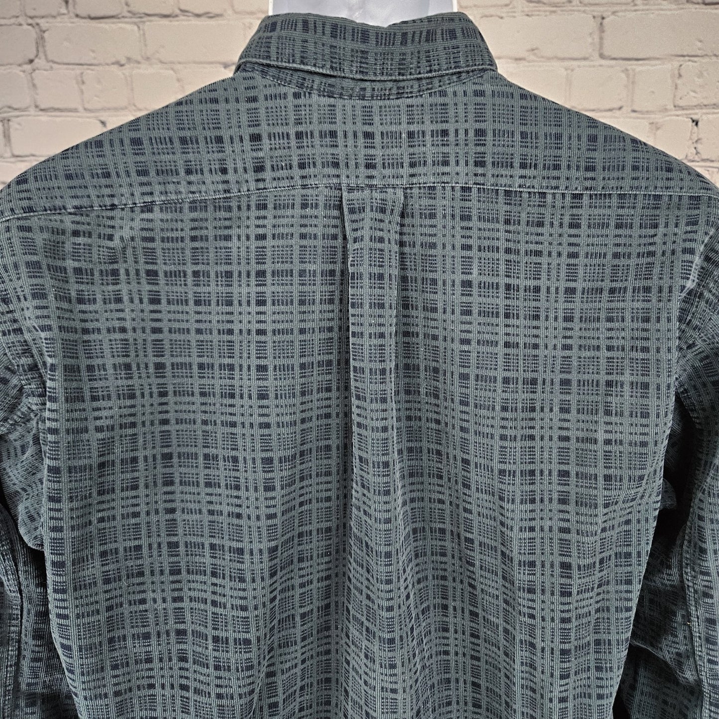 Baik Blue 100% Handmade Batik Button Down Collar Long Sleeve Shirt Large L