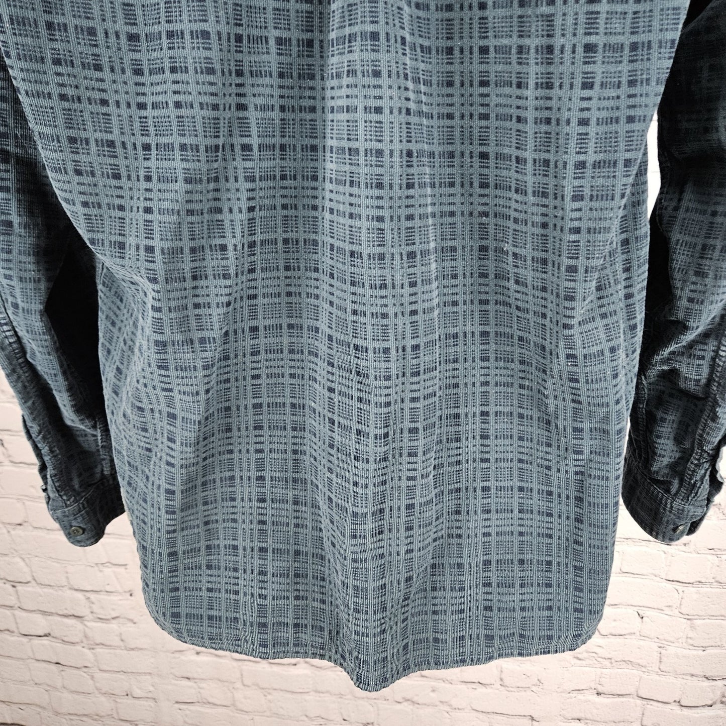 Baik Blue 100% Handmade Batik Button Down Collar Long Sleeve Shirt Large L
