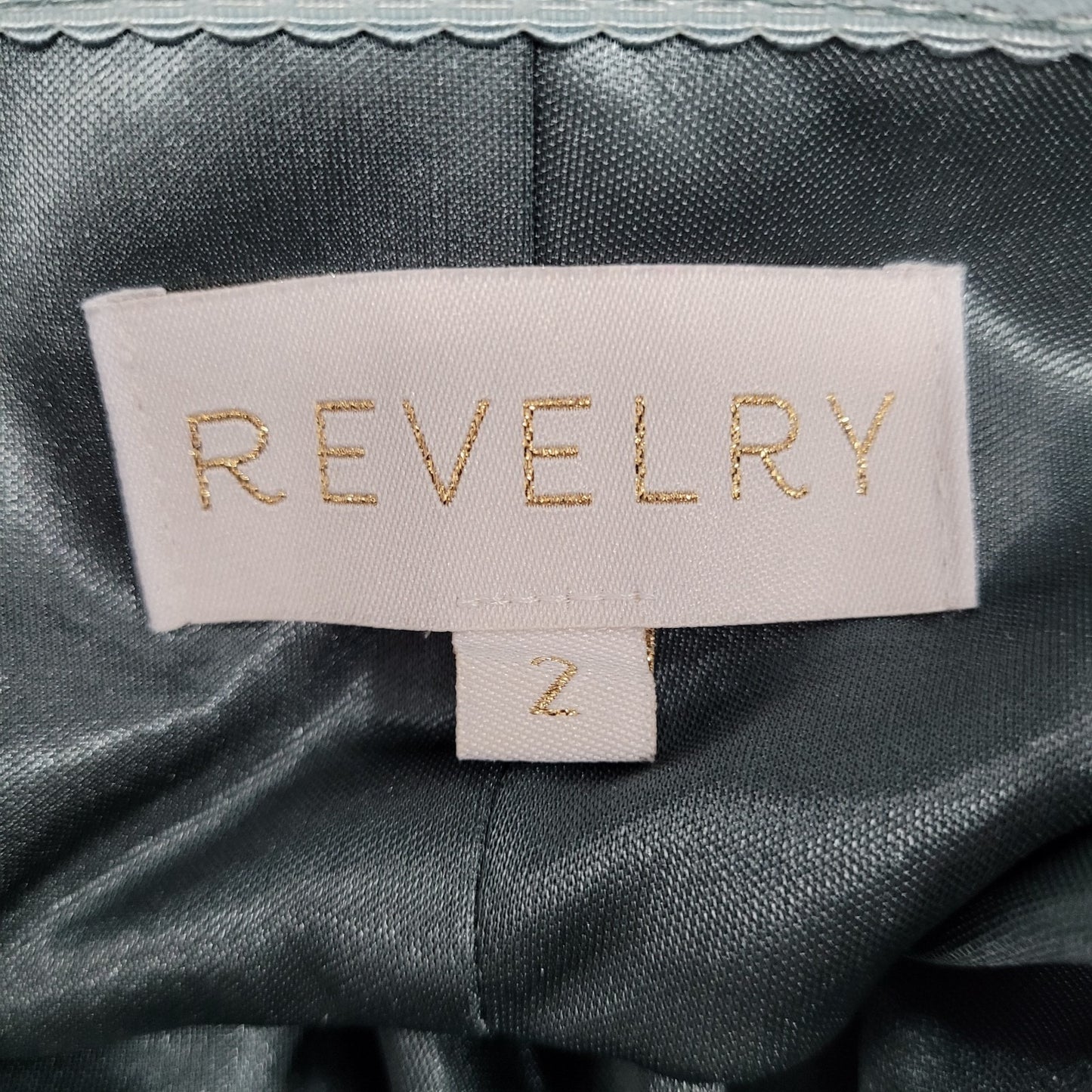 Revelry Green Satin Strapless Open Back Button Accent Bridesmaid Long Dress 2