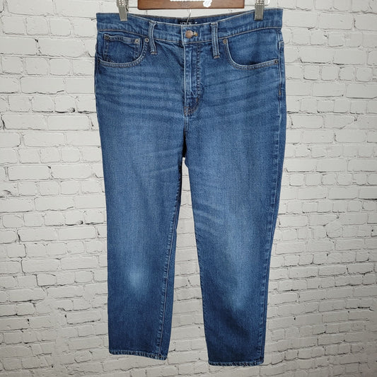 J.CREW Blue Denim Essential Straight High Rise Medium Wash Jeans Size 30 (30x26)