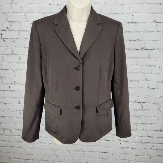 Ann Taylor Brown Cotton Blend Stretch Buttoned Notch Blazer Suit Jacket Size 8P