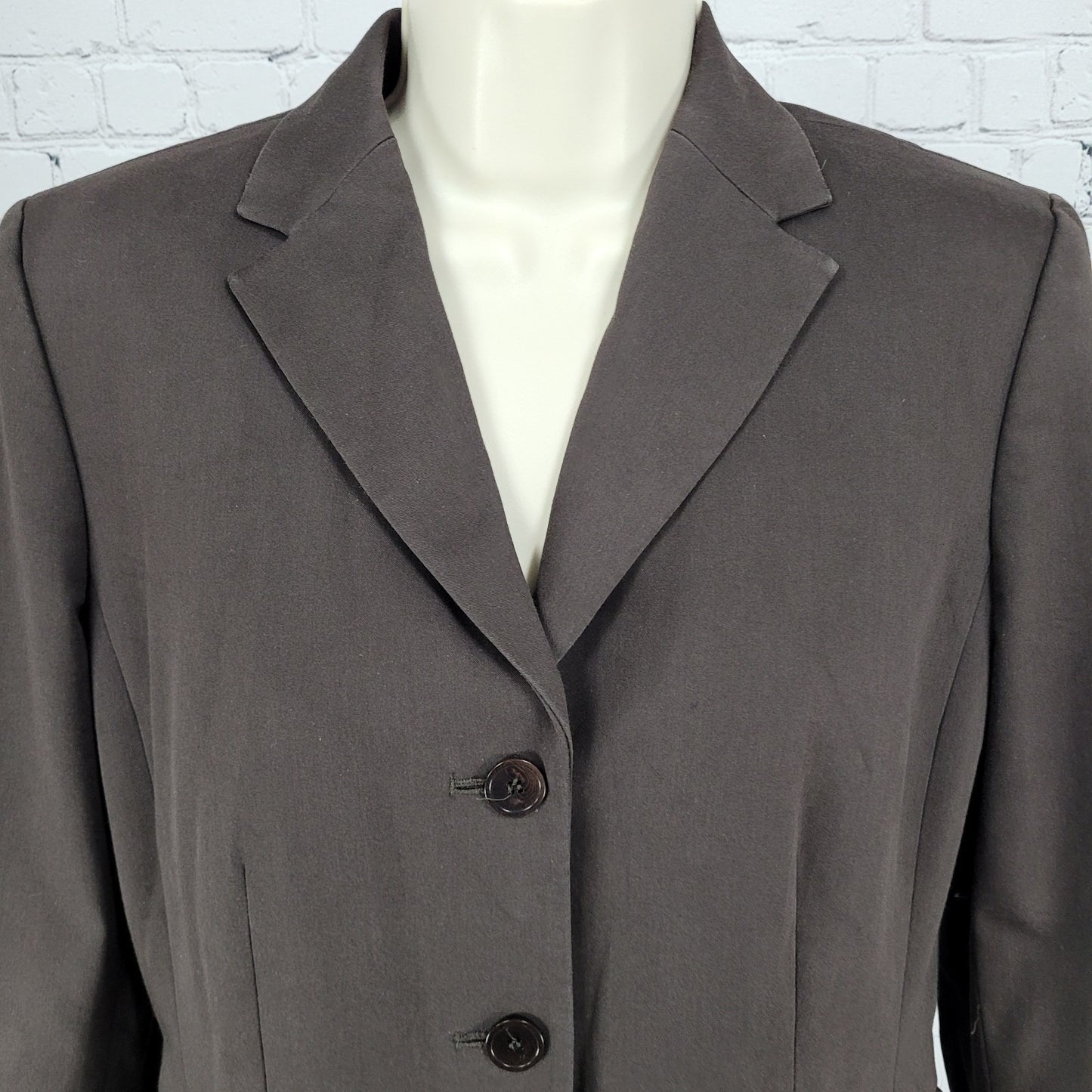 Ann Taylor Brown Cotton Blend Stretch Buttoned Notch Blazer Suit Jacket Size 8P