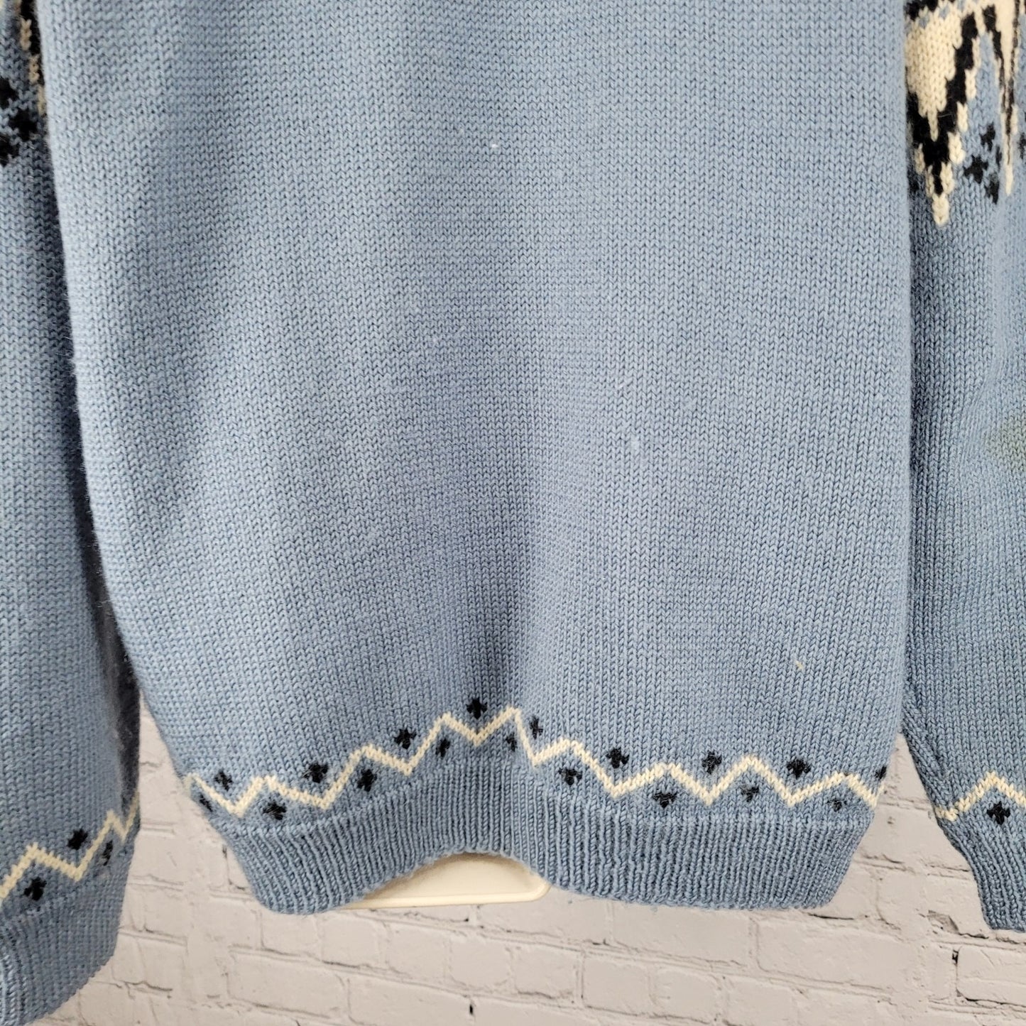 VTG Lulle Otterstad Blue Fair Isle Cardigan Sweater Handmade Norway Size Large L