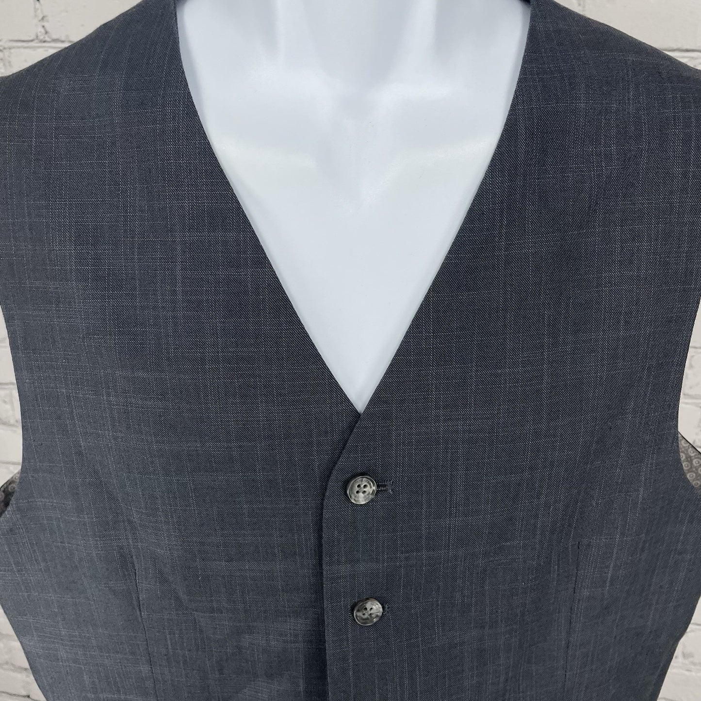 Joseph Abboud Grey Cotton 5 Button Lined Suit Vest Waistcoat Size Medium M