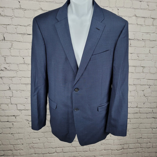 Tommy Hilfiger Navy 100% Worsted Wool 2 Button Notch Blazer Sport Coat Size 42L