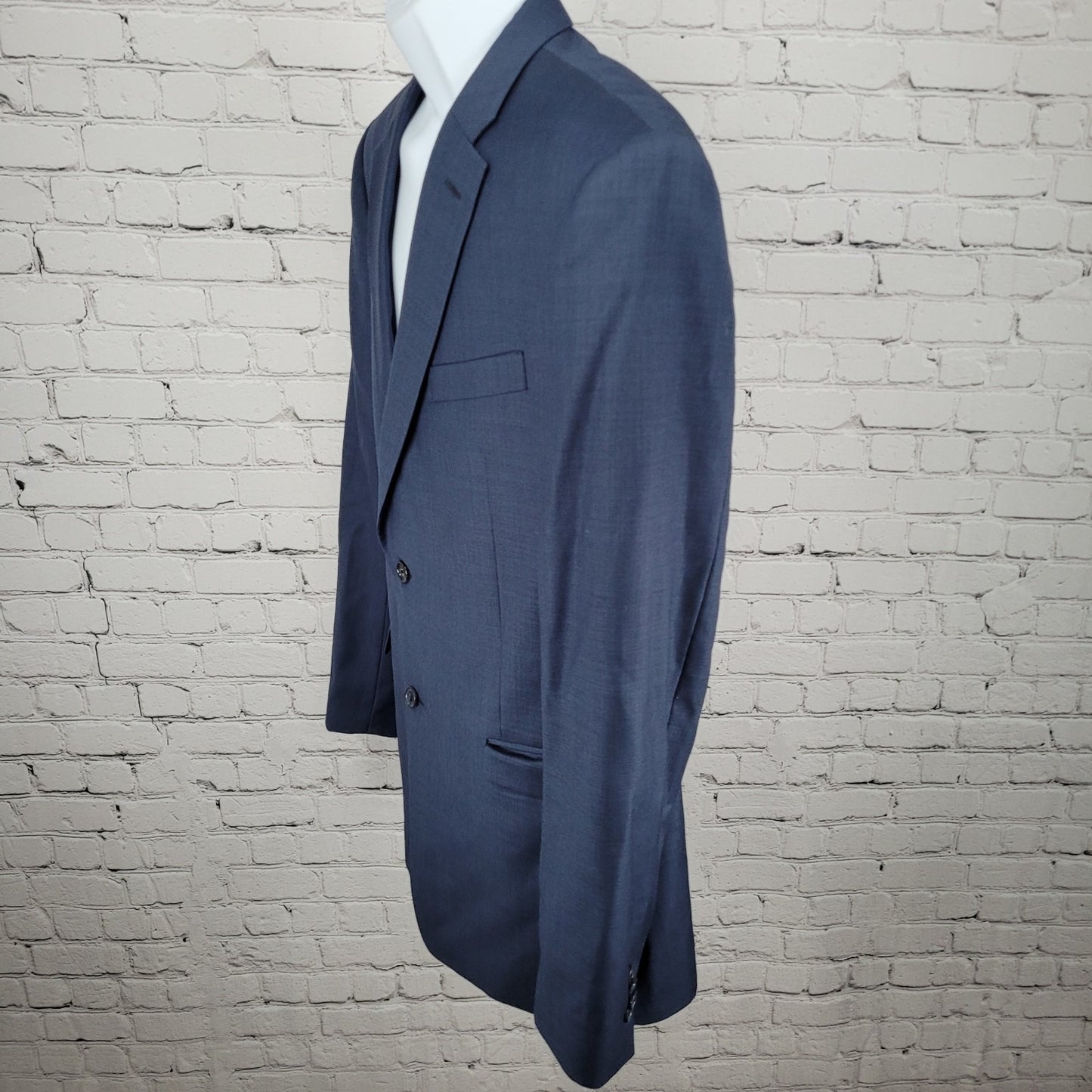 Tommy Hilfiger Navy 100% Worsted Wool 2 Button Notch Blazer Sport Coat Size 42L