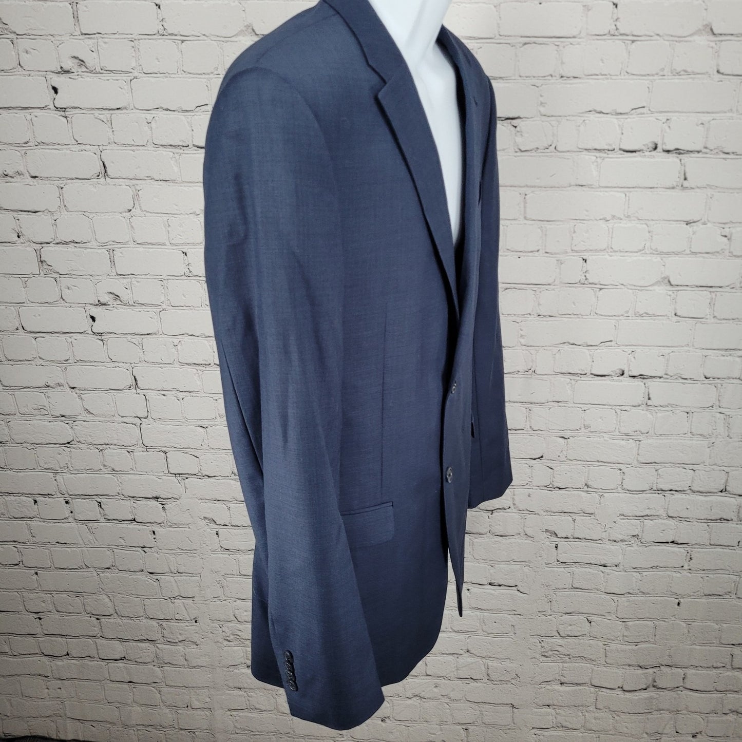 Tommy Hilfiger Navy 100% Worsted Wool 2 Button Notch Blazer Sport Coat Size 42L