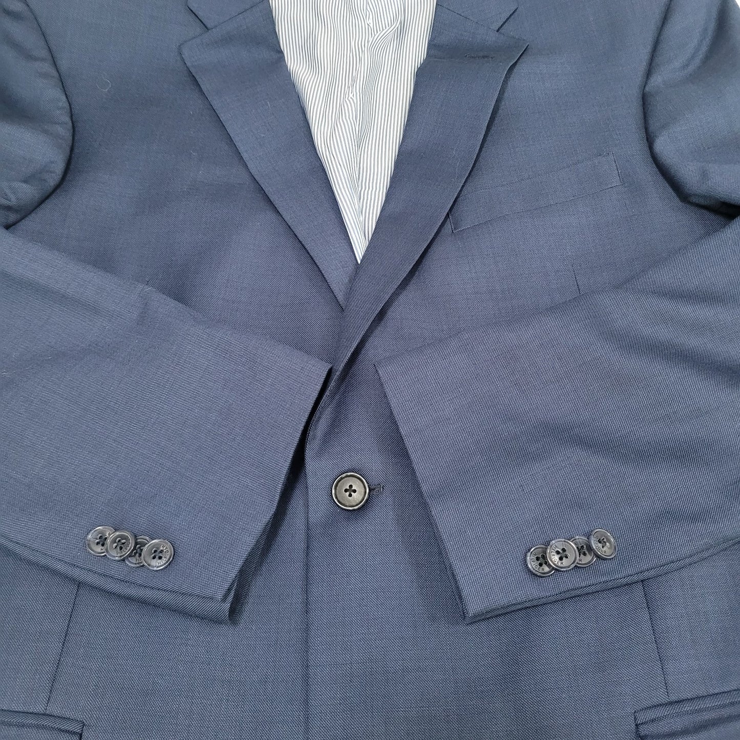 Tommy Hilfiger Navy 100% Worsted Wool 2 Button Notch Blazer Sport Coat Size 42L