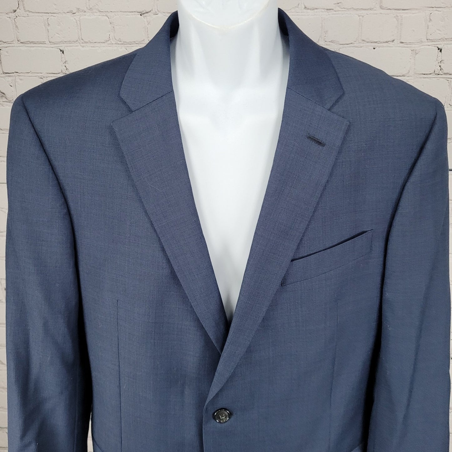 Tommy Hilfiger Navy 100% Worsted Wool 2 Button Notch Blazer Sport Coat Size 42L