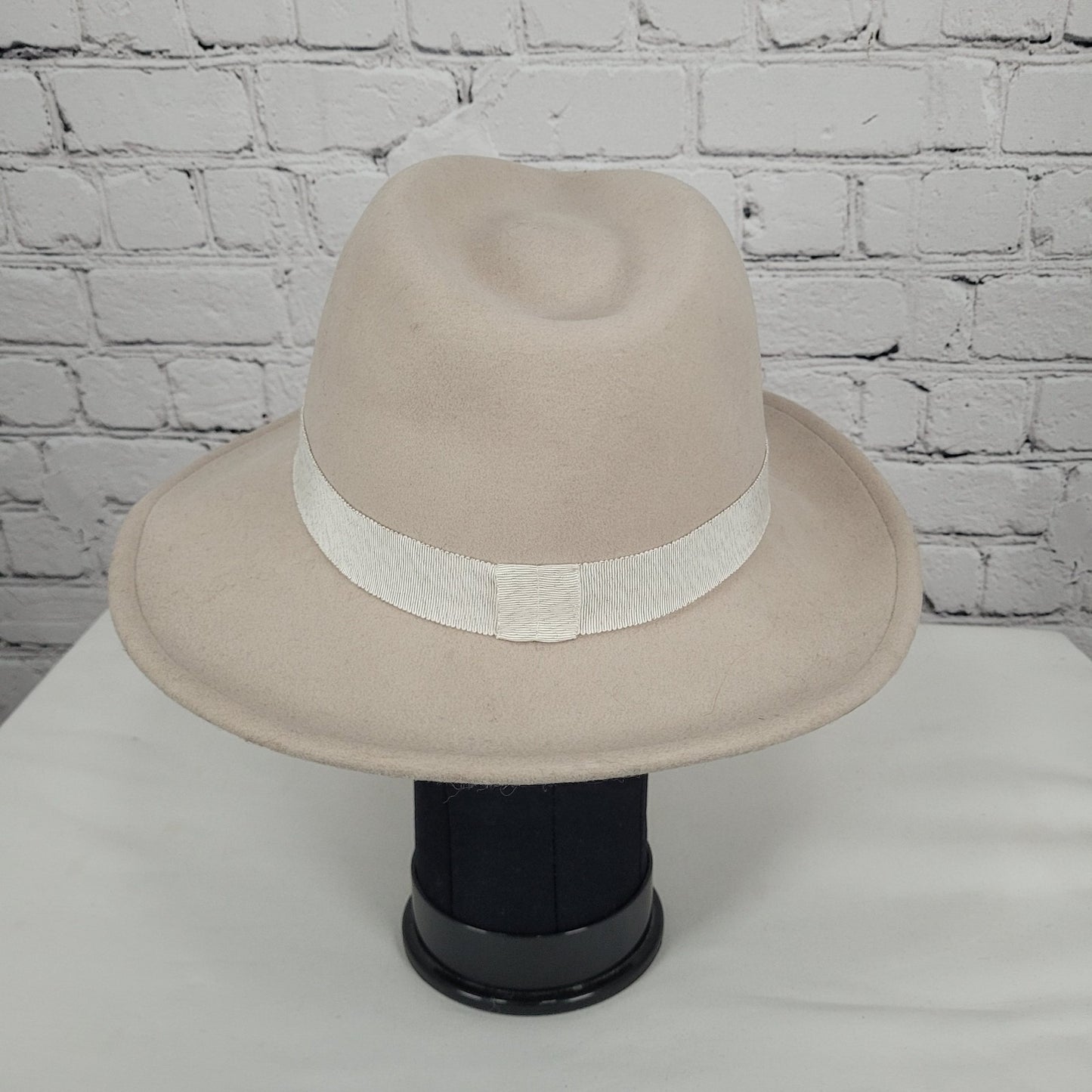 Yestadt Millinery Beige Felt Wide Brim Foldable Packable Lightweight Fedora Hat