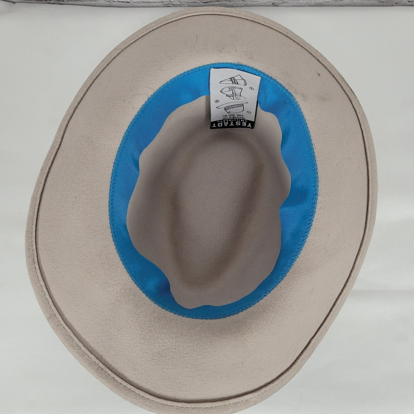 Yestadt Millinery Beige Felt Wide Brim Foldable Packable Lightweight Fedora Hat