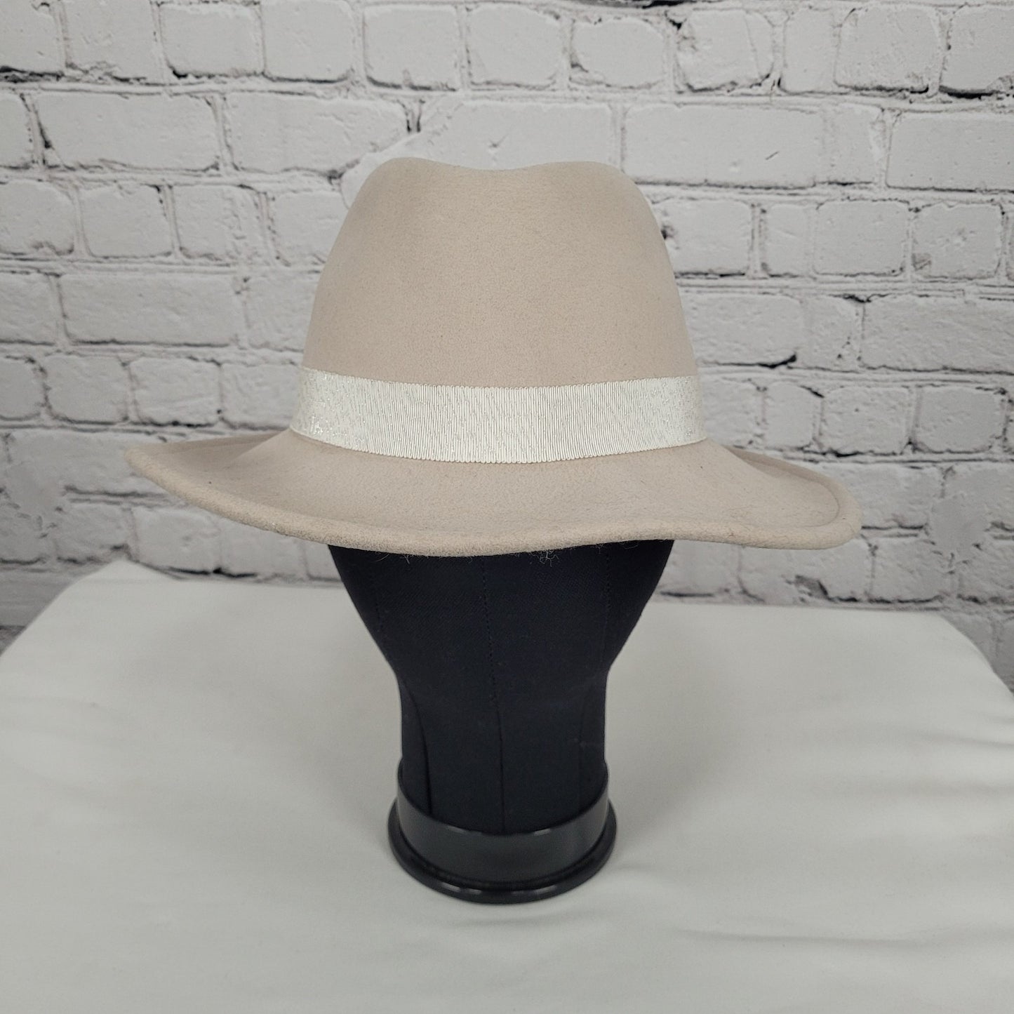 Yestadt Millinery Beige Felt Wide Brim Foldable Packable Lightweight Fedora Hat