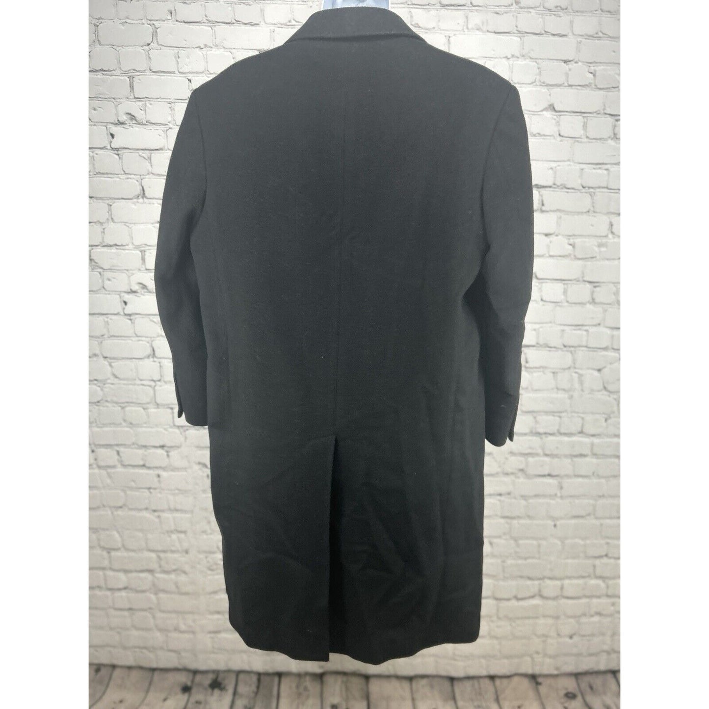 Nautica Black Wool Recycled Cashmere Blend Double Breasted Pea Coat Italy 40XS