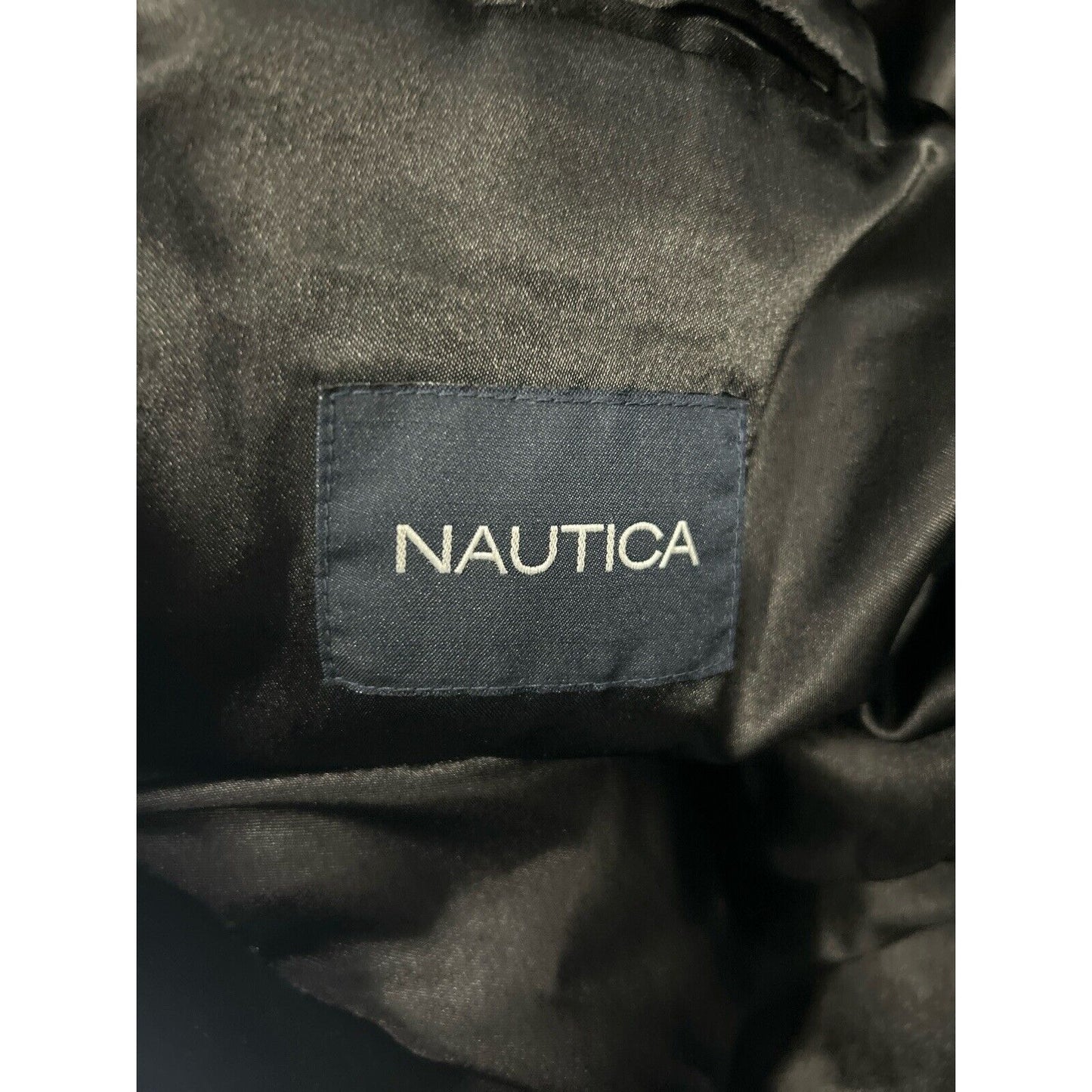 Nautica Black Wool Recycled Cashmere Blend Double Breasted Pea Coat Italy 40XS