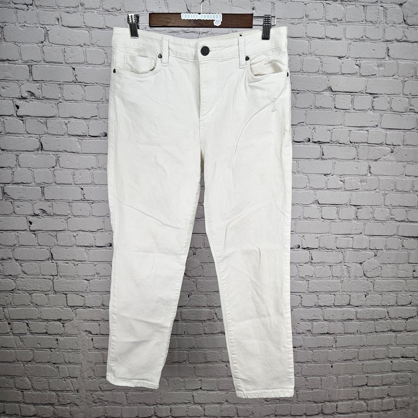 KUT From The Kloth White Reese High Rise Ankle Straight Leg Jeans 8 (30x27)