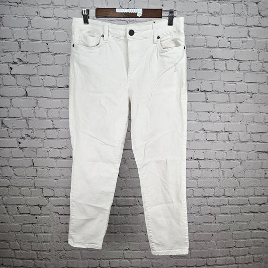 KUT From The Kloth White Reese High Rise Ankle Straight Leg Jeans 8 (30x27)