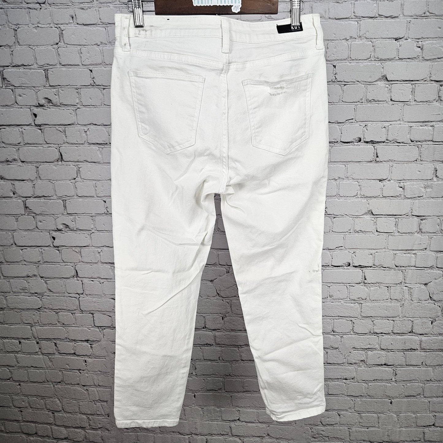 KUT From The Kloth White Reese High Rise Ankle Straight Leg Jeans 8 (30x27)