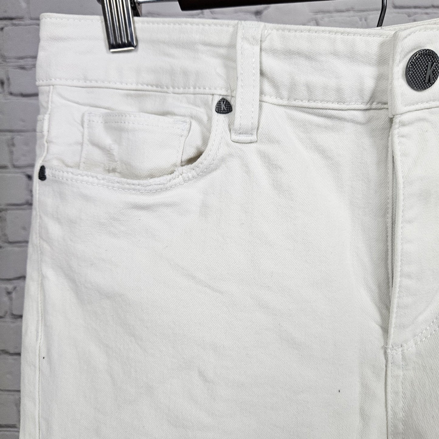 KUT From The Kloth White Reese High Rise Ankle Straight Leg Jeans 8 (30x27)