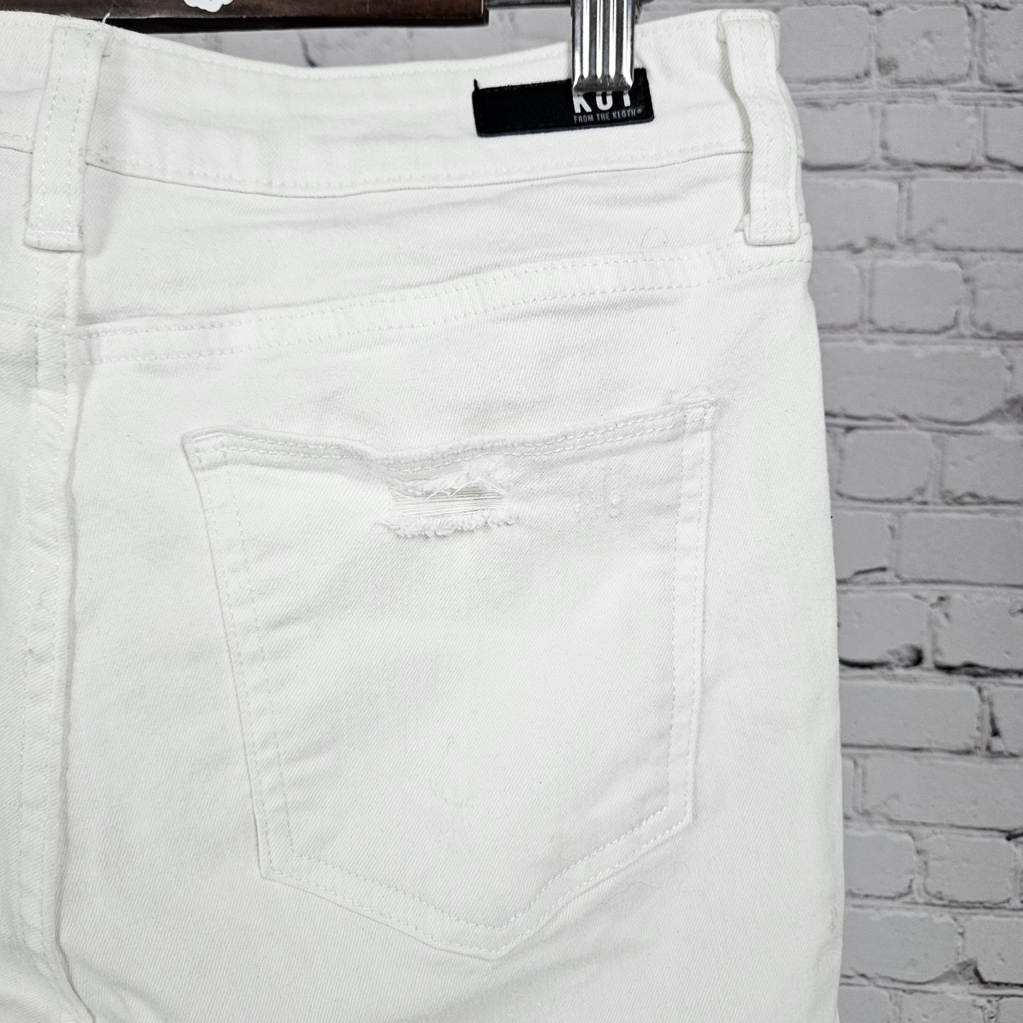 KUT From The Kloth White Reese High Rise Ankle Straight Leg Jeans 8 (30x27)