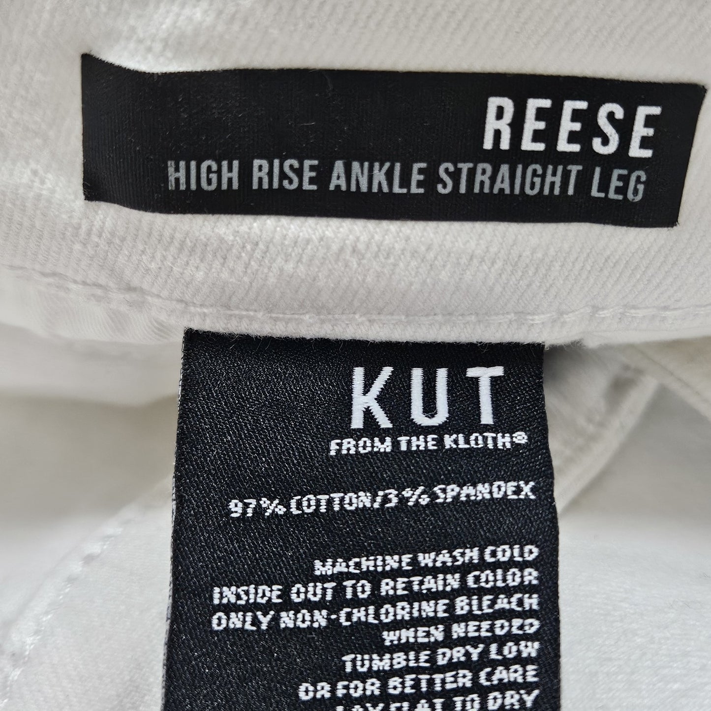 KUT From The Kloth White Reese High Rise Ankle Straight Leg Jeans 8 (30x27)