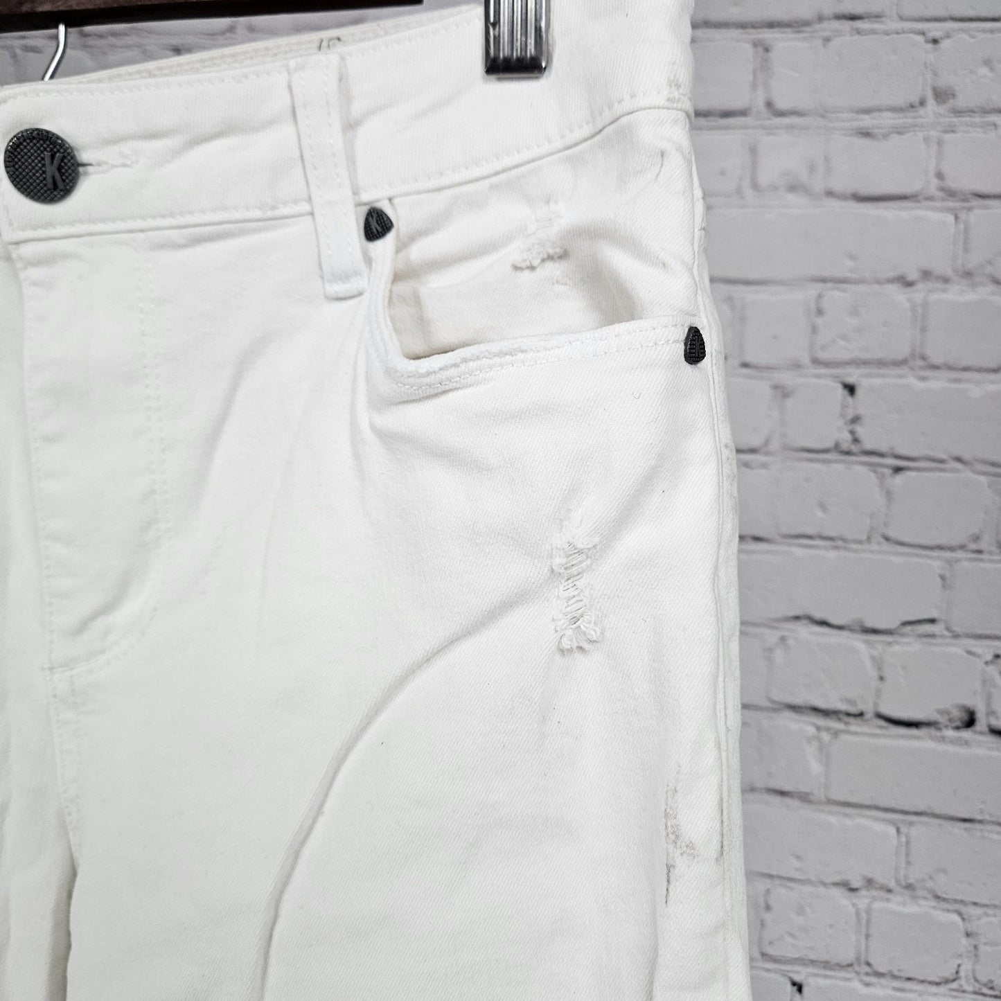 KUT From The Kloth White Reese High Rise Ankle Straight Leg Jeans 8 (30x27)