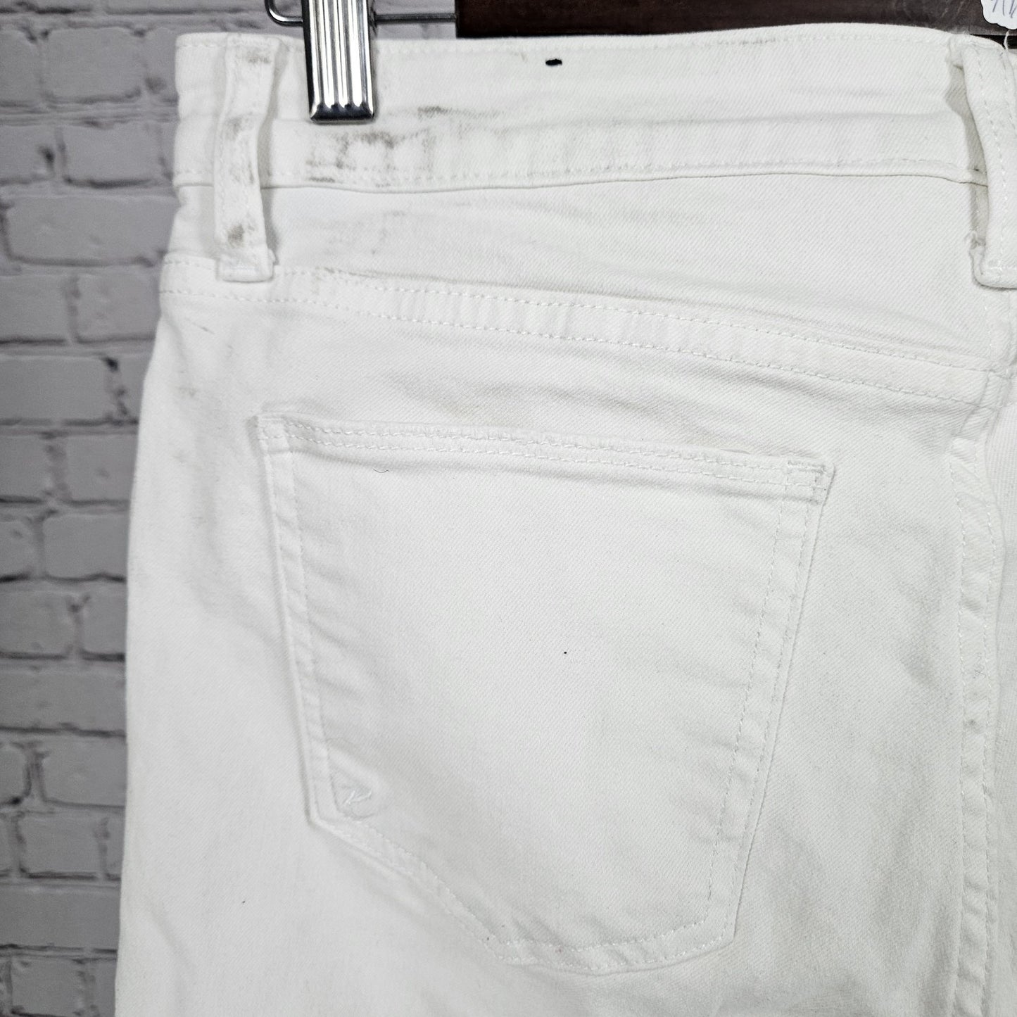 KUT From The Kloth White Reese High Rise Ankle Straight Leg Jeans 8 (30x27)