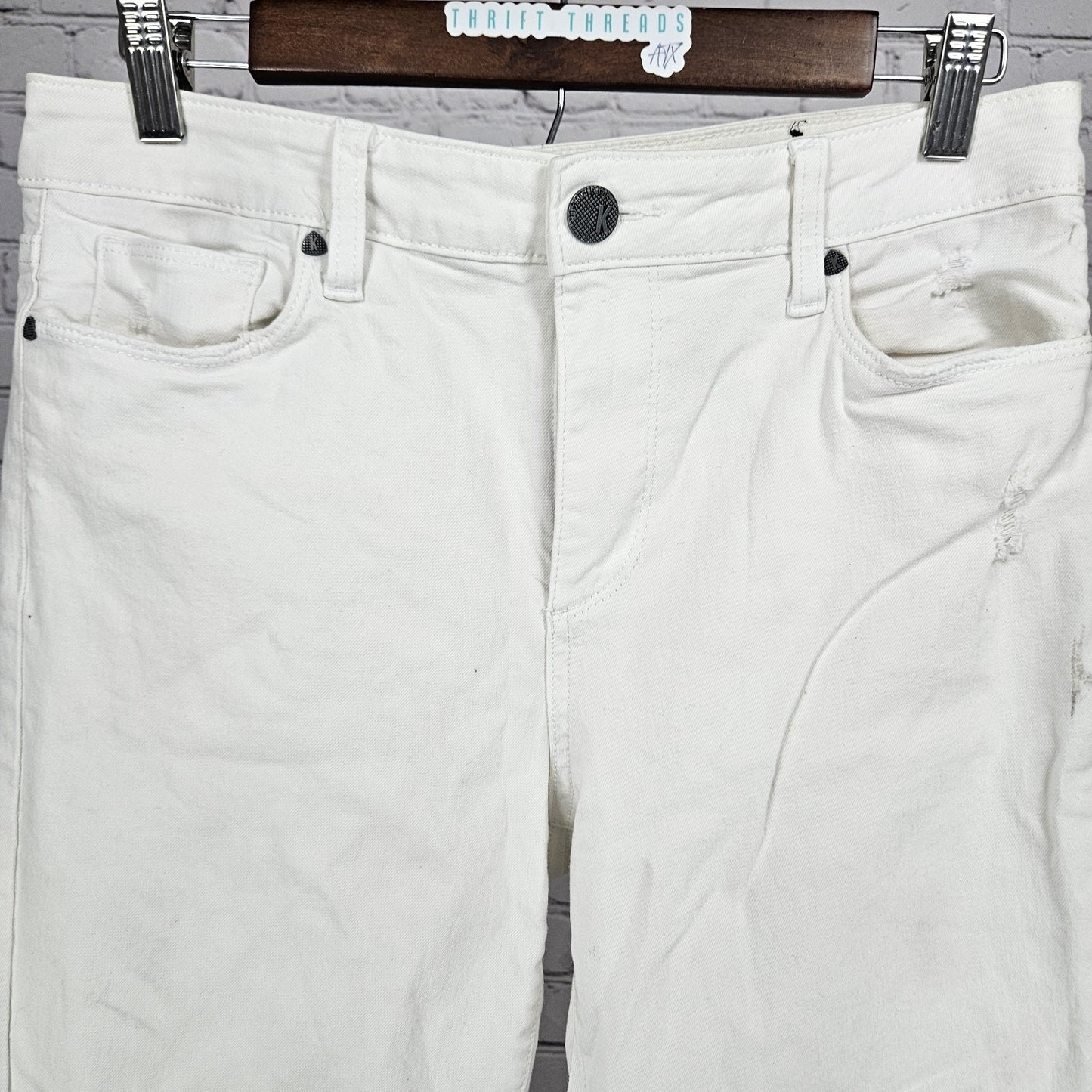 KUT From The Kloth White Reese High Rise Ankle Straight Leg Jeans 8 (30x27)