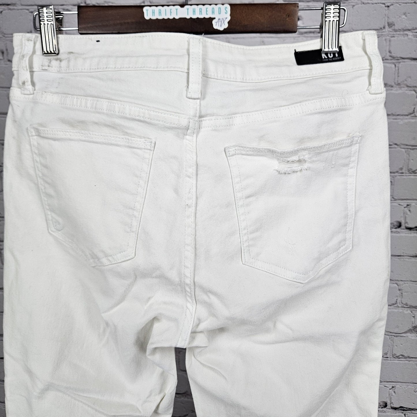 KUT From The Kloth White Reese High Rise Ankle Straight Leg Jeans 8 (30x27)