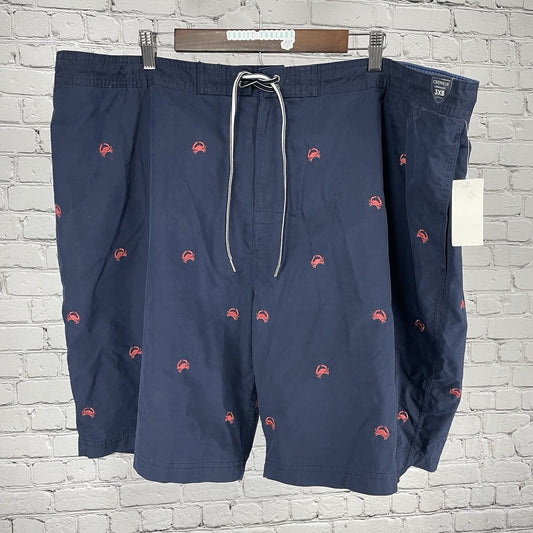 NWT Cremieux Navy Crab Cotton Blend Easy Care Board Shorts Swim Trunks Size 3XB