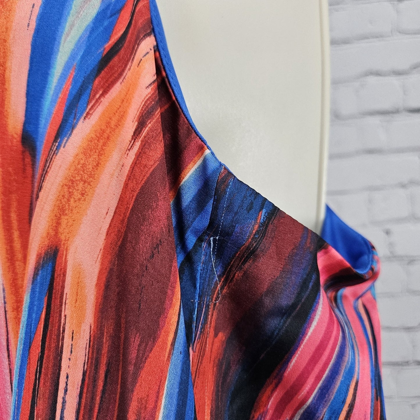 Nicole Miller Multicolor Striped Strappy Racerback Stretch Maxi Dress Large L