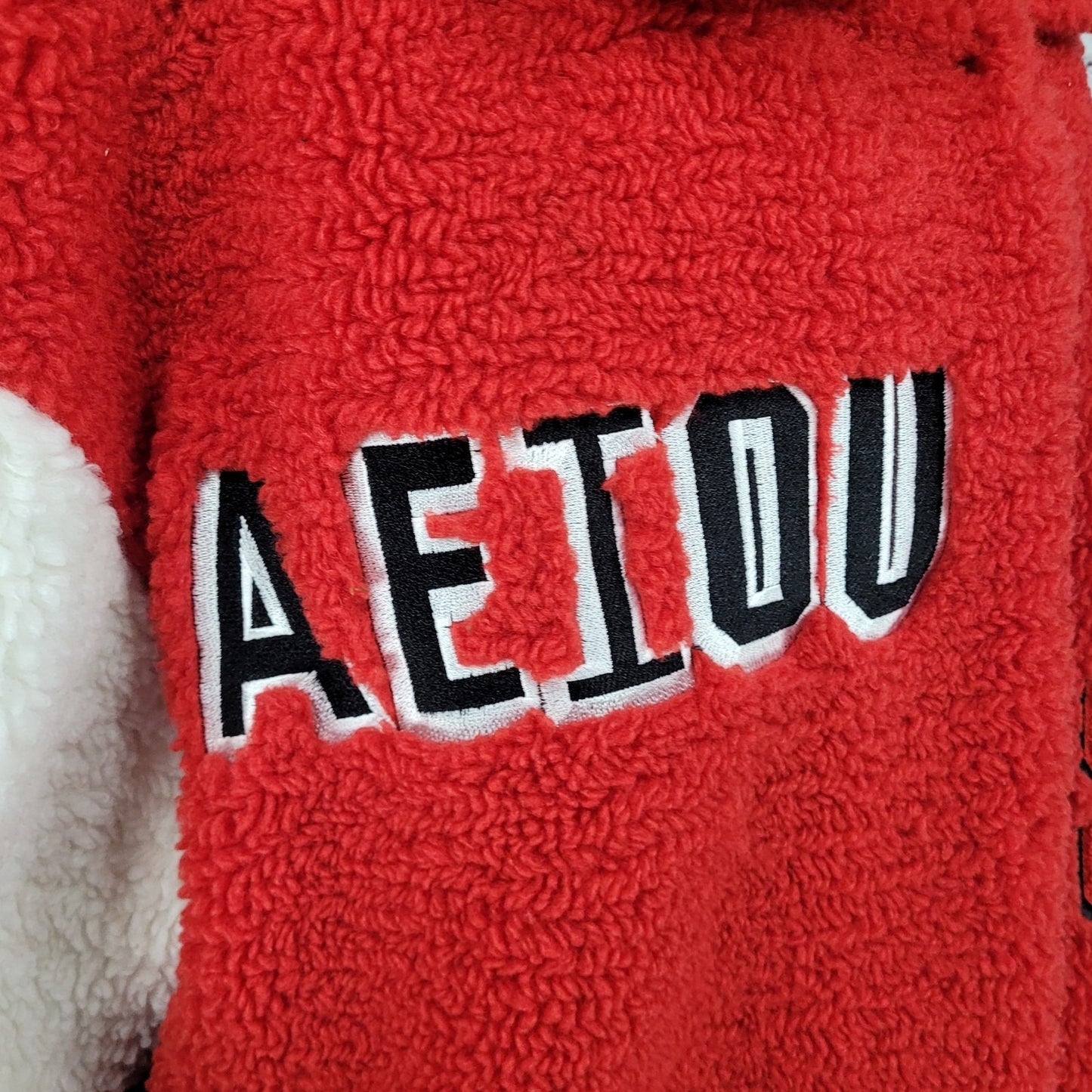 Azalea Wang Red White Sherpa Solo Bomber Retro Varsity Snap Jacket Large L