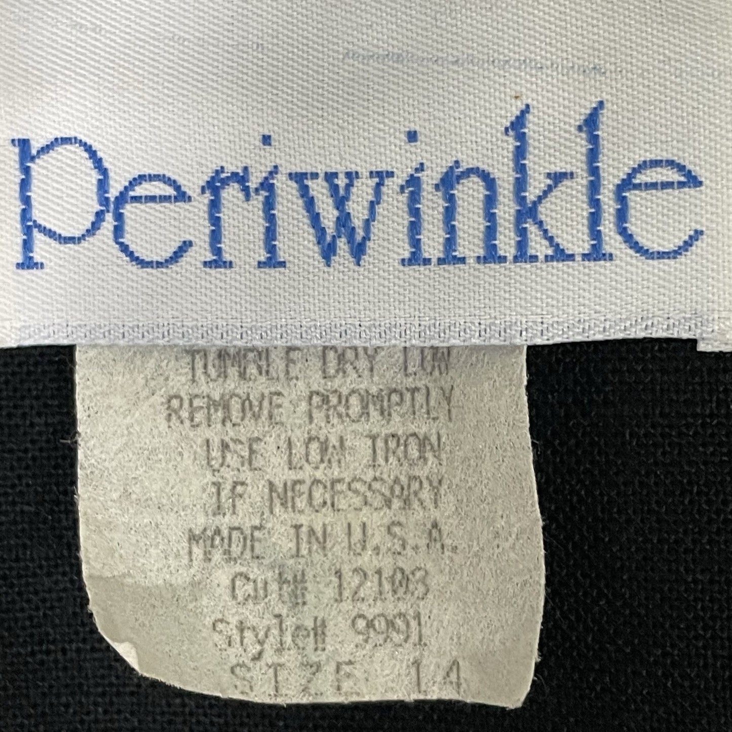 VTG Periwinkle Black Retro Padded Belted Pockets Shift Dress USA Made Size 14
