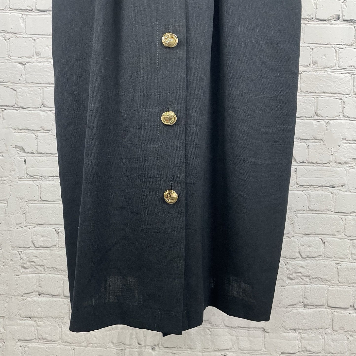 VTG Periwinkle Black Retro Padded Belted Pockets Shift Dress USA Made Size 14