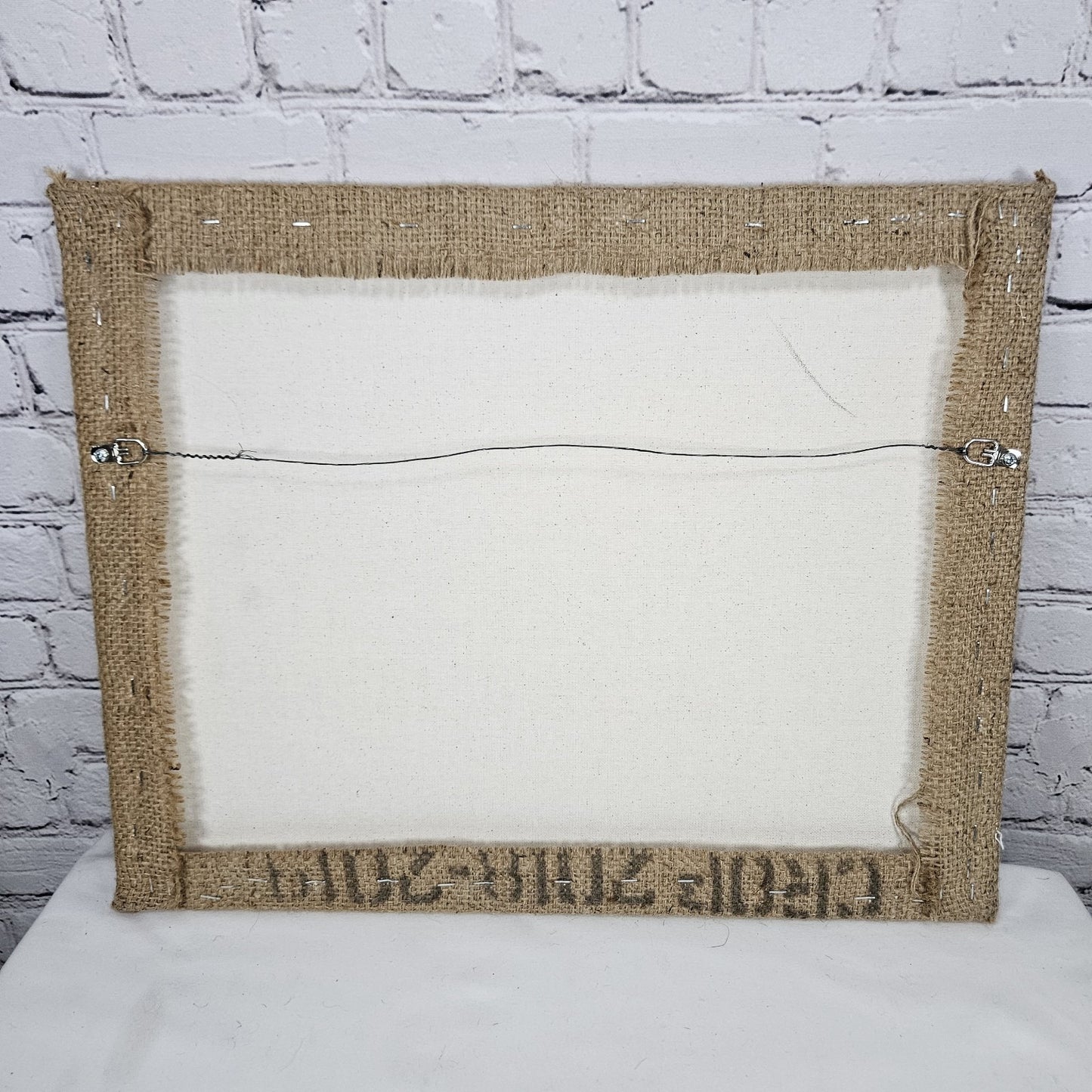 Cafe De Costa Rica Coffee Burlap Sack Wrapped Canvas Wood Framed Art 16x20