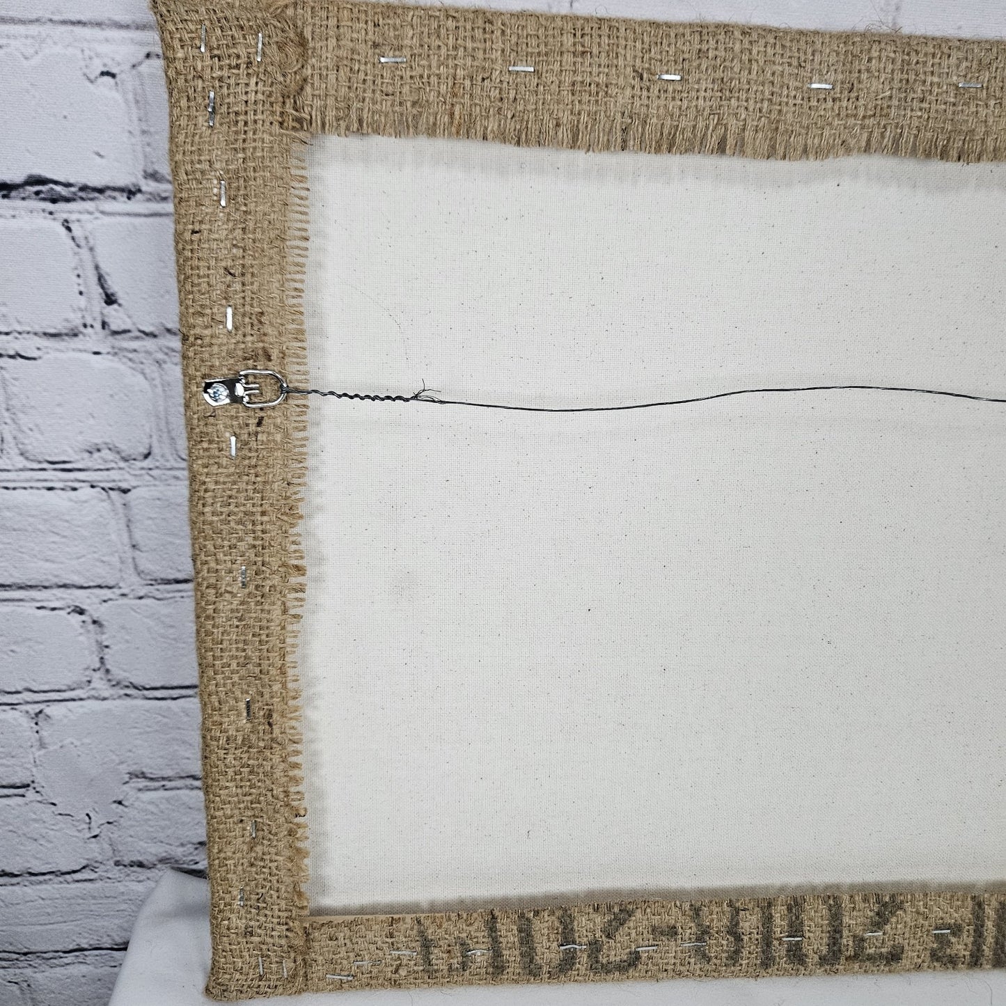 Cafe De Costa Rica Coffee Burlap Sack Wrapped Canvas Wood Framed Art 16x20