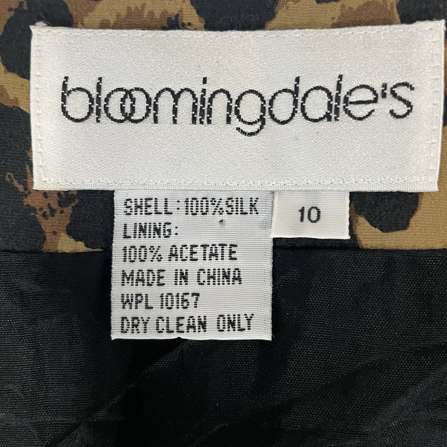 Bloomingdale’s Brown Leopard 100% Silk Lined Button Up Blouse Vest Size 10