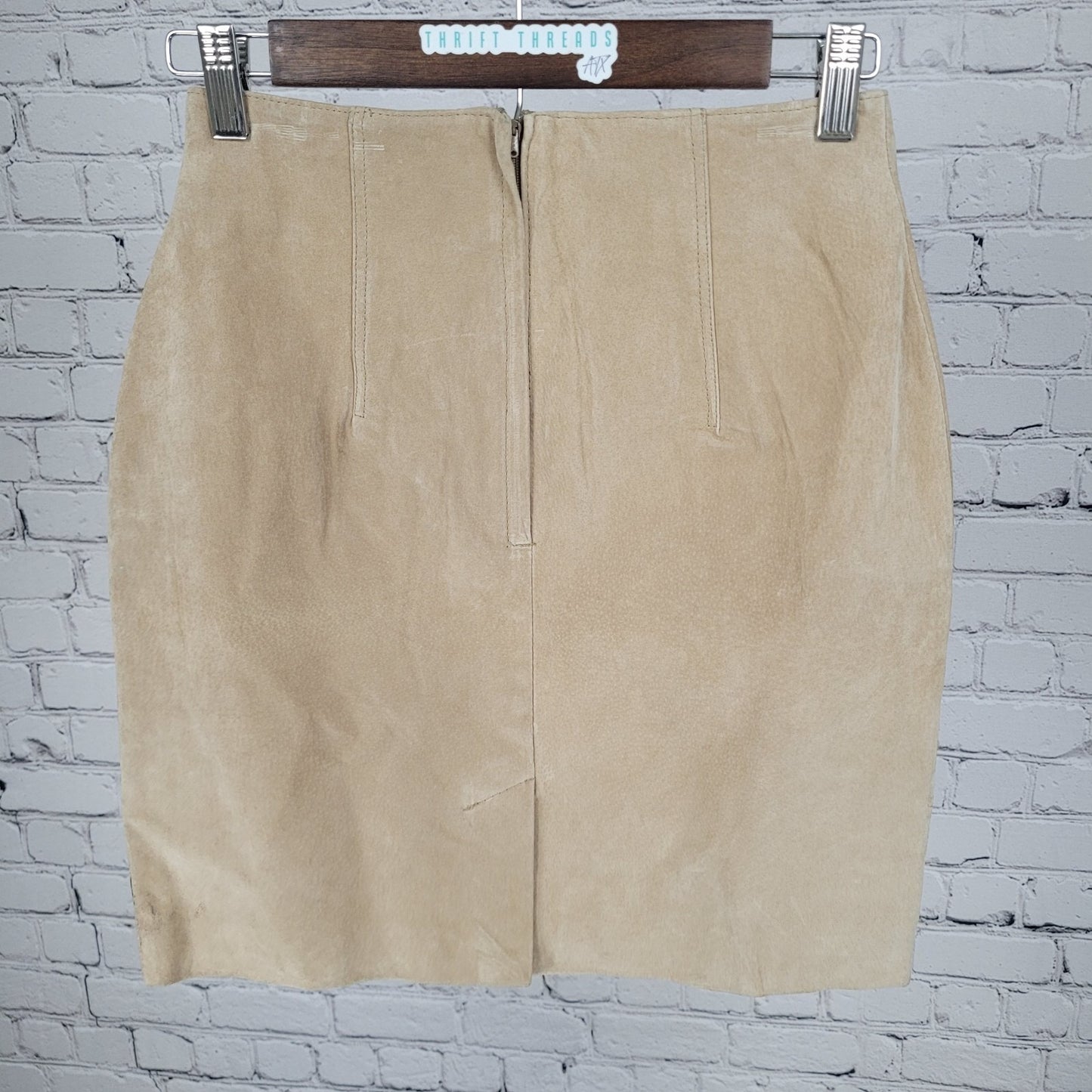 Express Compagnie Internationale Tan Genuine Suede Mini Skirt Size 5/6 (25x18.5)