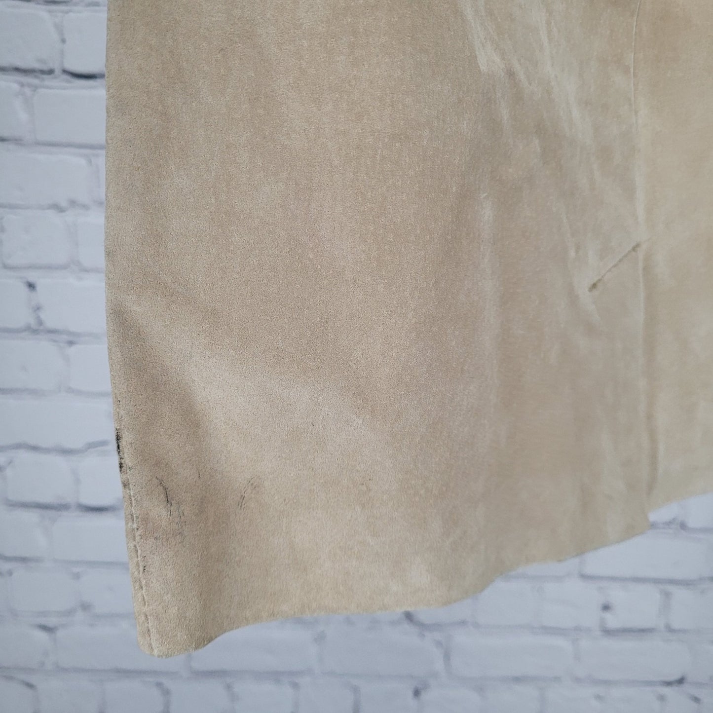 Express Compagnie Internationale Tan Genuine Suede Mini Skirt Size 5/6 (25x18.5)