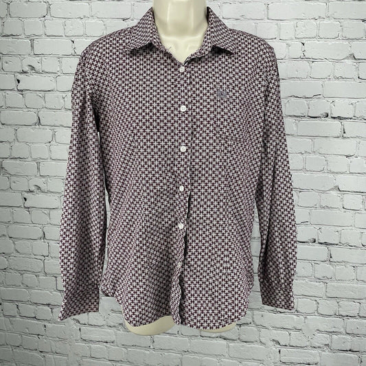 Panhandle Dark Red Cotton Print Button Up Long Sleeve Collared Size Medium M
