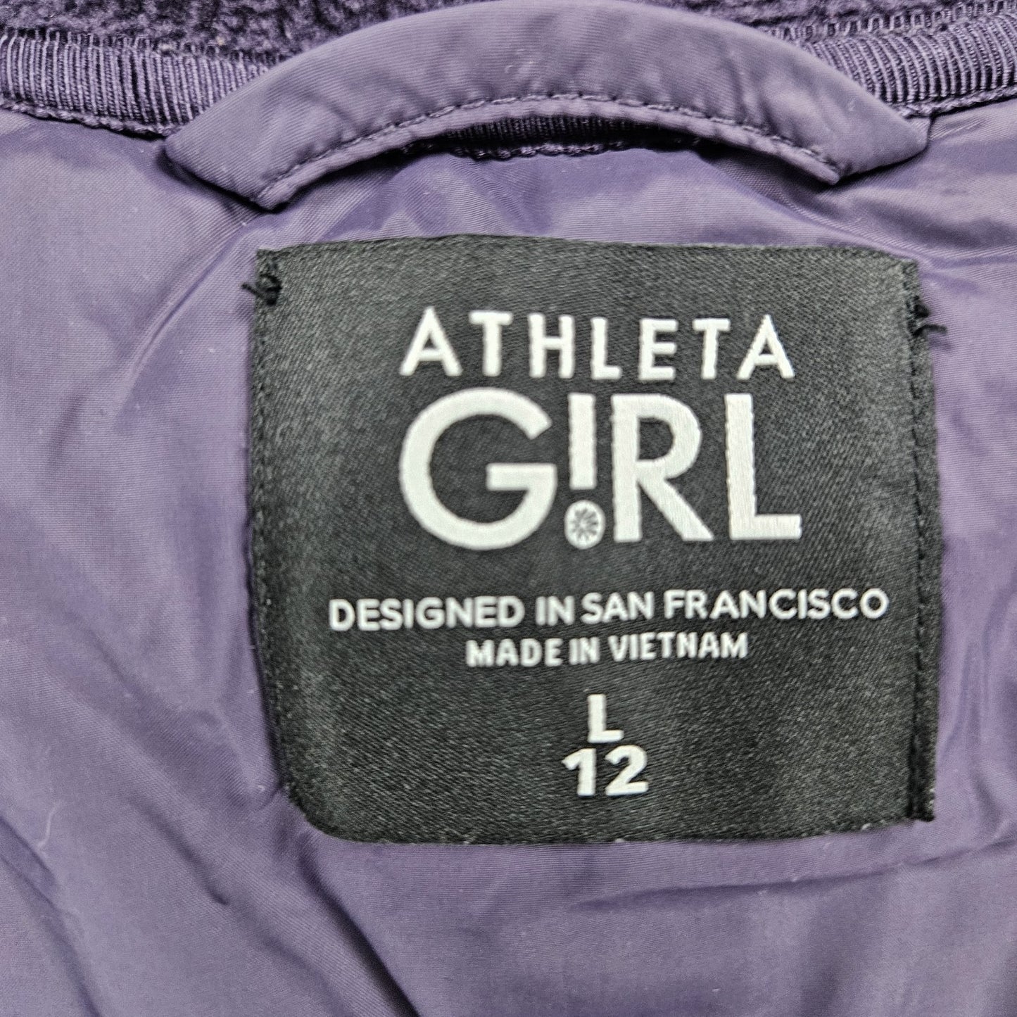 Athleta Girl Purple Hooded Insulated Thumbholes Full Zip Jacket Girls Large L 12