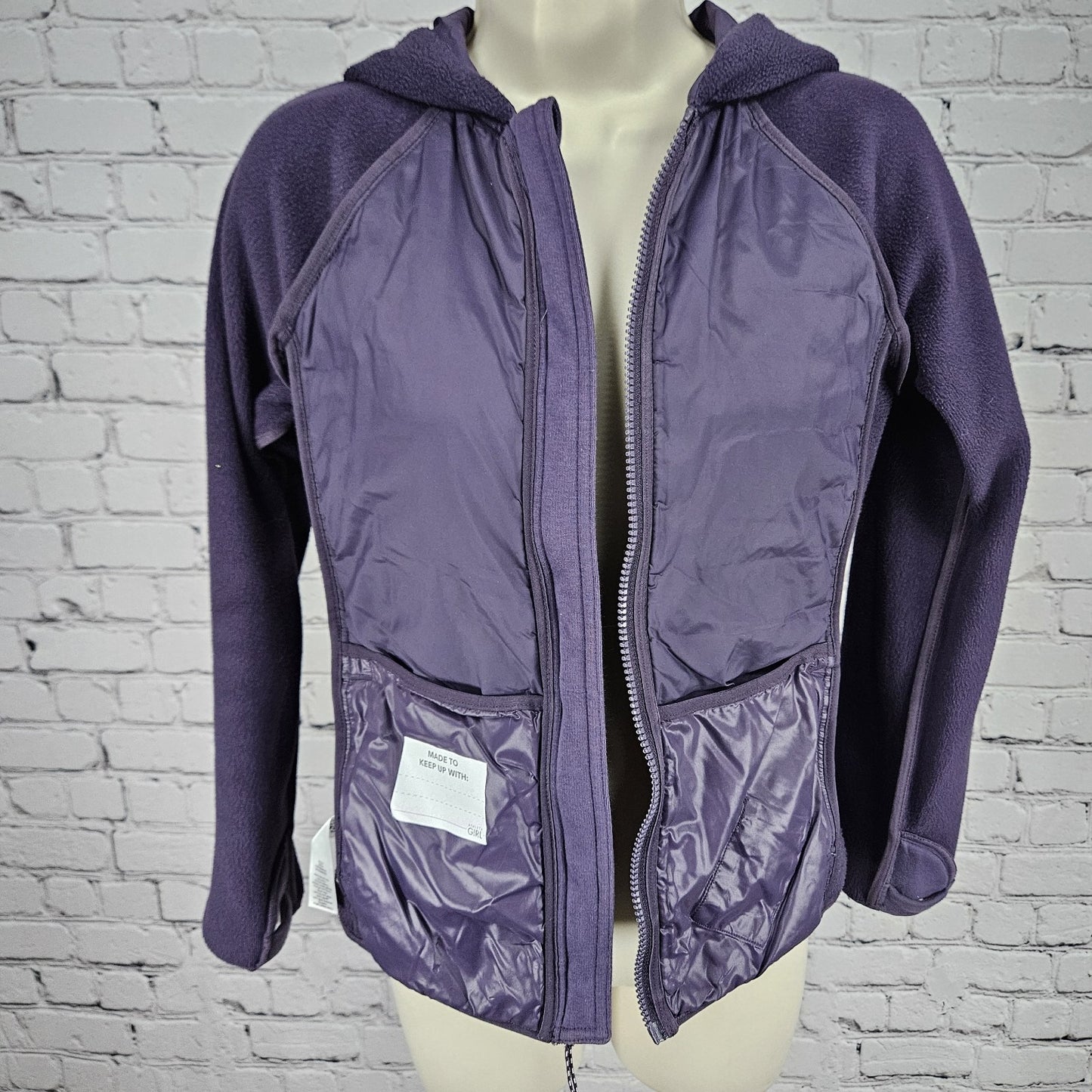 Athleta Girl Purple Hooded Insulated Thumbholes Full Zip Jacket Girls Large L 12