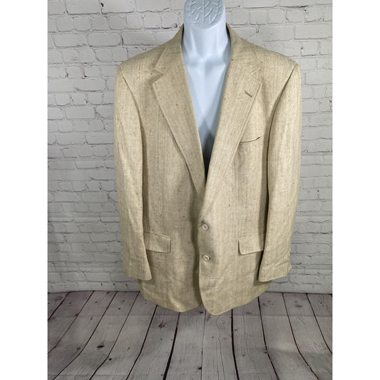 Vintage Merritt Schaefer & Brown Woven Tan 100% Pure Silk Blazer Men’s 46R