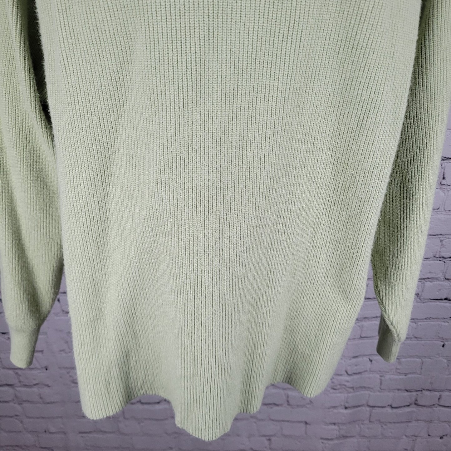 Free People Green Knit Oversized Pullover Turtleneck Sweater Size Medium M