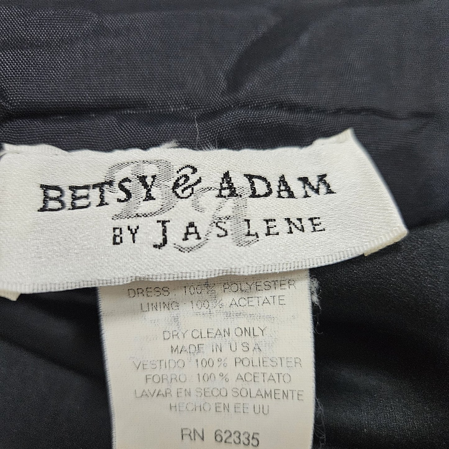 VTG Betsy & Adam Black Satin Strappy Lined Classic Sheath Maxi Dress USA 16W