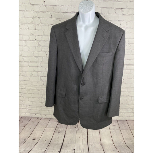 Jos A Bank 100% Wool Solid Gray Wool Two Button Blazer Jacket Sport Coat 46L