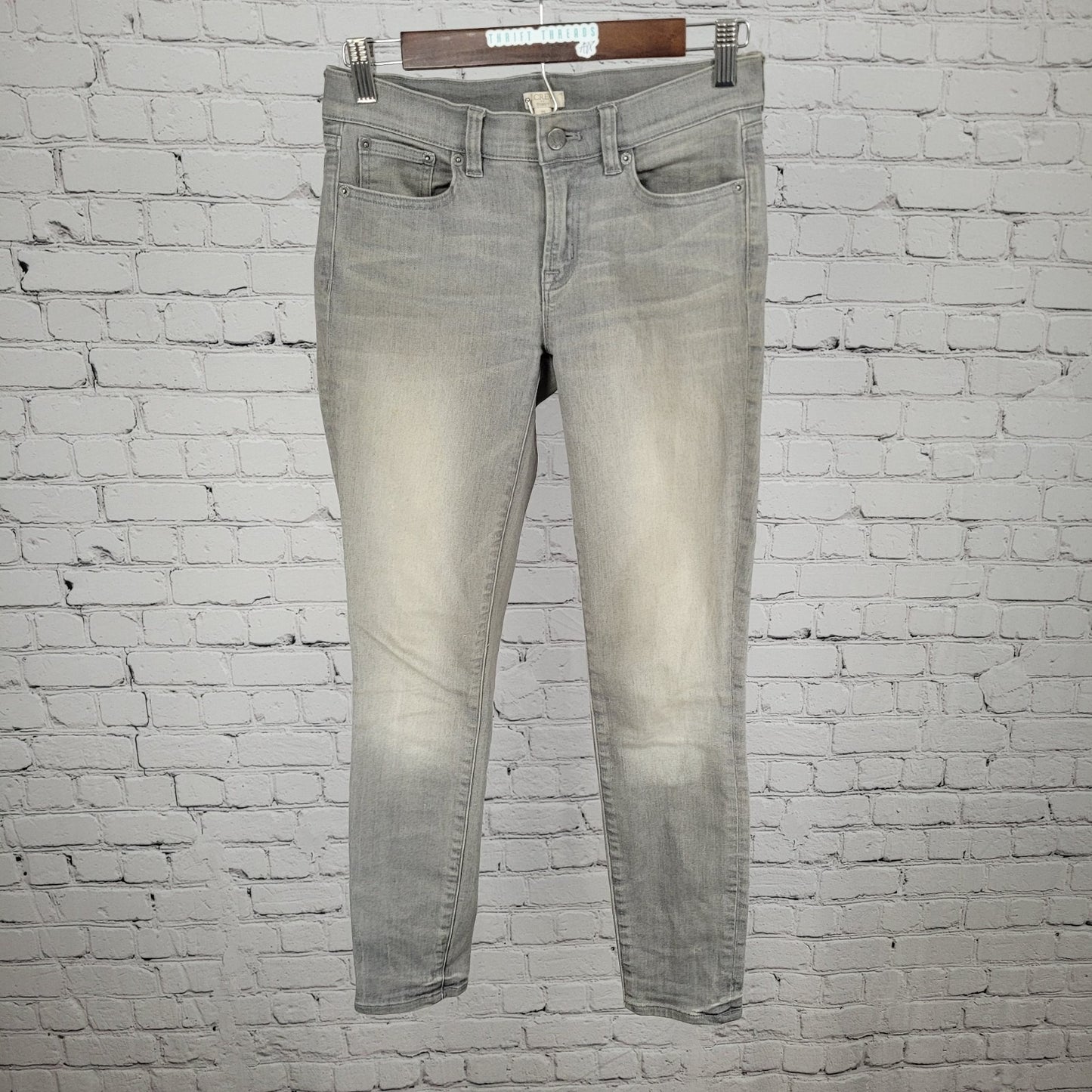 J.CREW Grey Denim Stretch Low Rise Skinny Ankle Jeans Size 25 (26x27)
